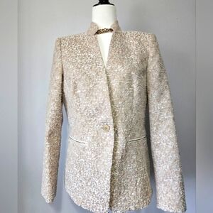 LAFAYETTE 148 Tan And Cream Knit Tweed Blazer. Size 8